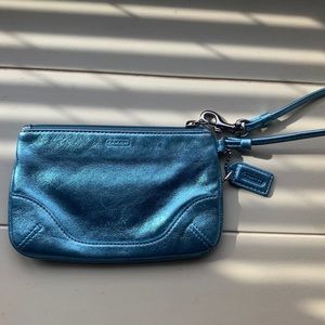 Coach Blue Shimmer Wristlet